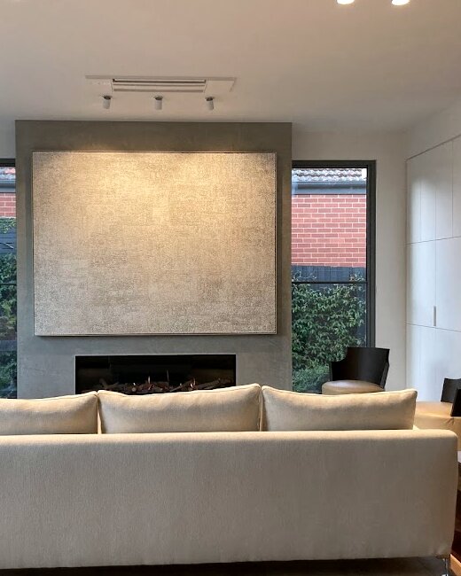 Provisional image: artwork installed above a fireplace in a private residence